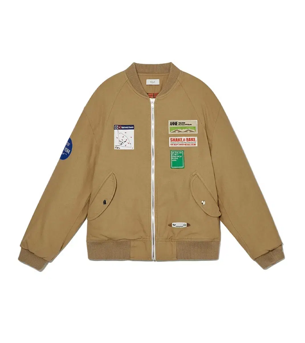 기준 kijun patch bomber jacket 패치 봄버 자켓 카멜